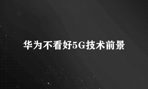 华为不看好5G技术前景