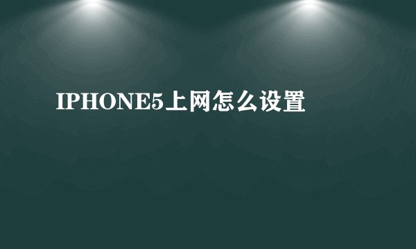 IPHONE5上网怎么设置