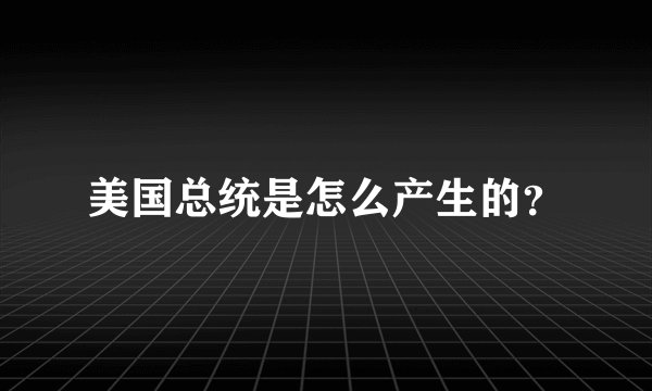 美国总统是怎么产生的？