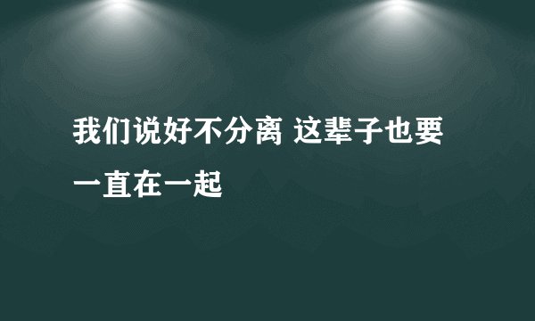 我们说好不分离 这辈子也要一直在一起