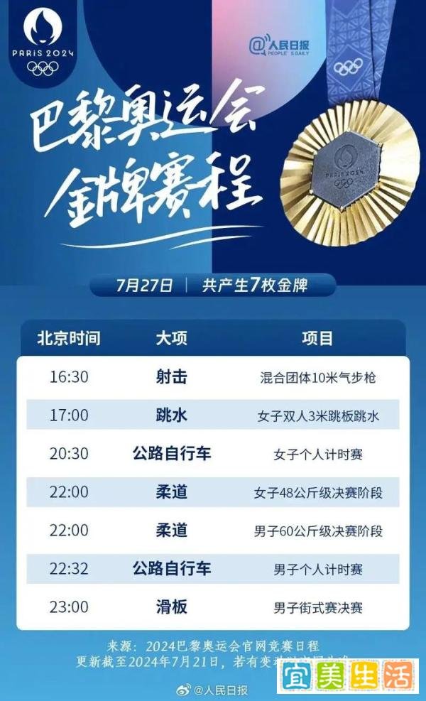 巴黎奥运会｜含“金”量超高的赛程表，收藏！