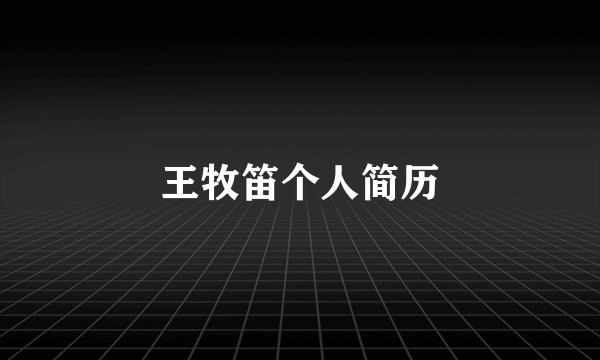 王牧笛个人简历