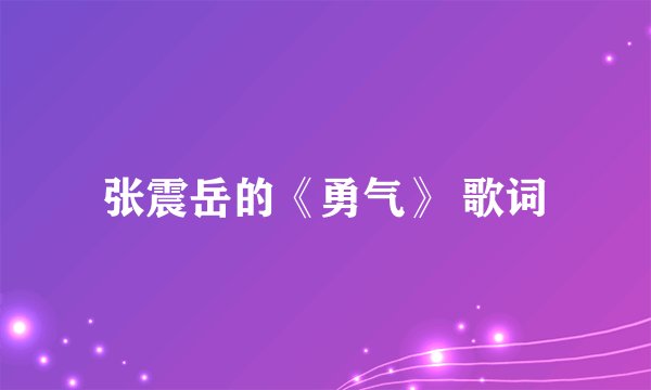 张震岳的《勇气》 歌词