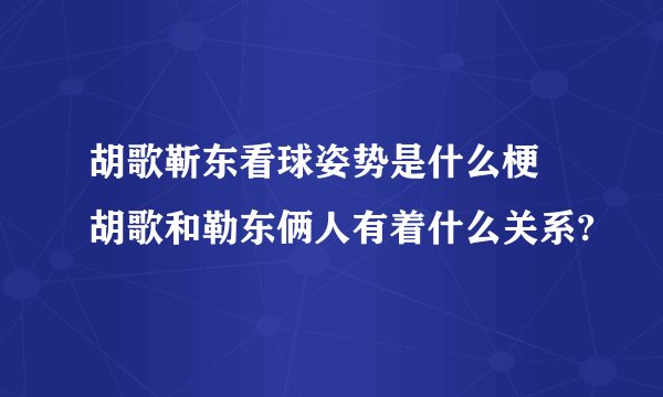 胡歌靳东看球姿势是什么梗 胡歌和勒东俩人有着什么关系?