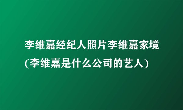李维嘉经纪人照片李维嘉家境(李维嘉是什么公司的艺人)