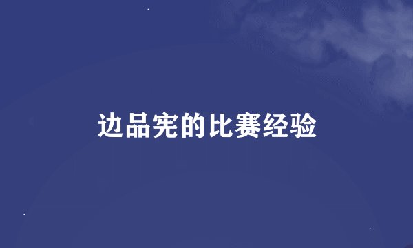 边品宪的比赛经验