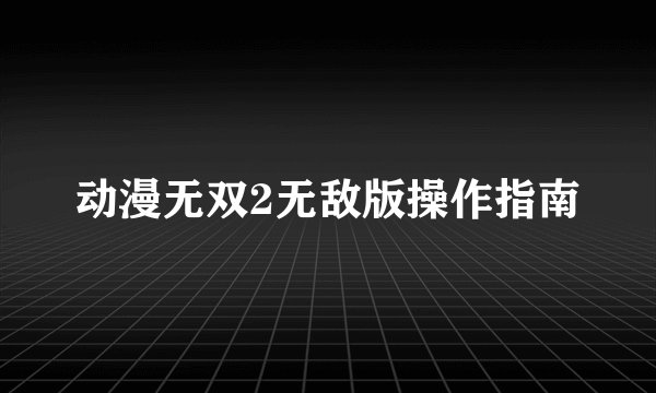 动漫无双2无敌版操作指南