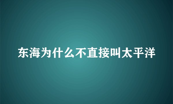 东海为什么不直接叫太平洋