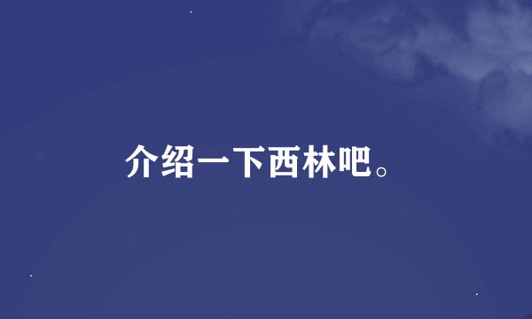 介绍一下西林吧。