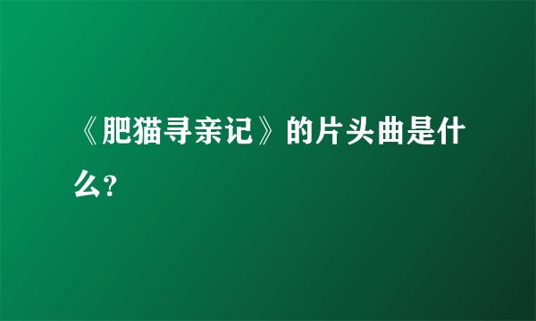 《肥猫寻亲记》的片头曲是什么？