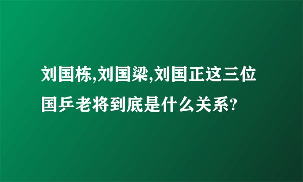 刘国栋,刘国梁,刘国正这三位国乒老将到底是什么关系?