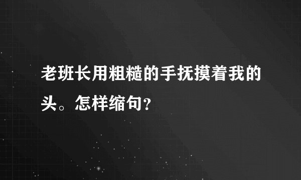 老班长用粗糙的手抚摸着我的头。怎样缩句？