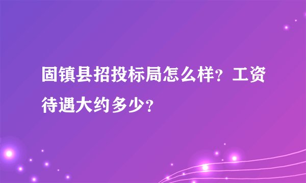 固镇县招投标局怎么样？工资待遇大约多少？