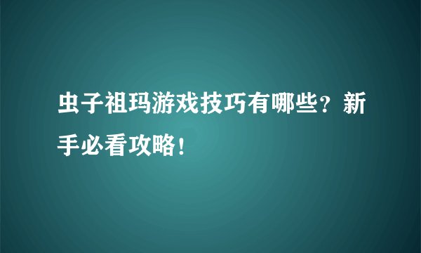虫子祖玛游戏技巧有哪些？新手必看攻略！