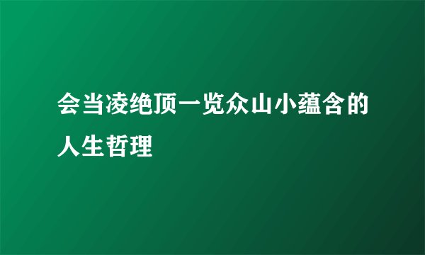 会当凌绝顶一览众山小蕴含的人生哲理