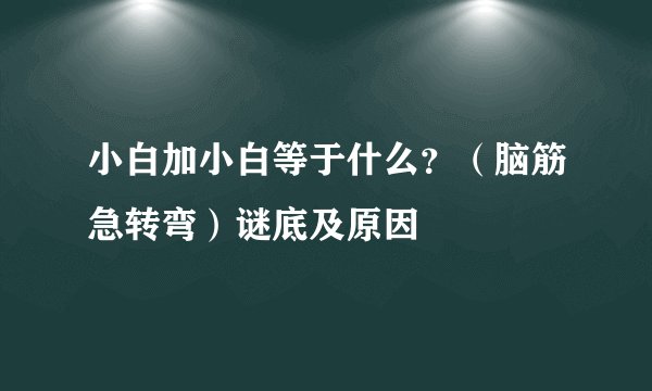 小白加小白等于什么？（脑筋急转弯）谜底及原因