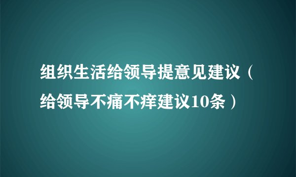 组织生活给领导提意见建议（给领导不痛不痒建议10条）