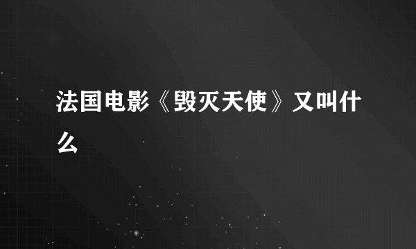 法国电影《毁灭天使》又叫什么