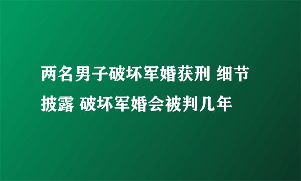 两名男子破坏军婚获刑 细节披露 破坏军婚会被判几年