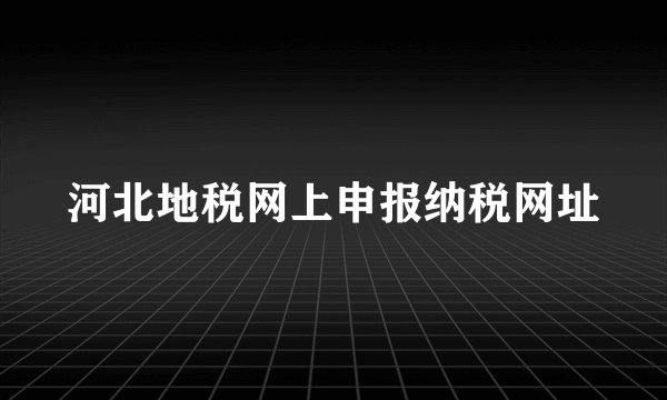 河北地税网上申报纳税网址