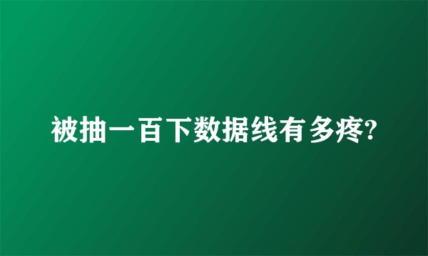 被抽一百下数据线有多疼?