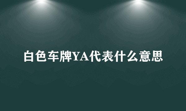 白色车牌YA代表什么意思