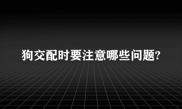 狗交配时要注意哪些问题?