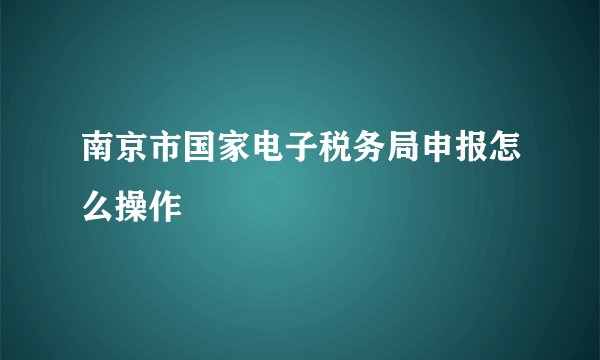 南京市国家电子税务局申报怎么操作