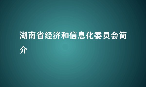 湖南省经济和信息化委员会简介