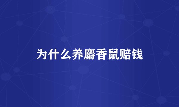 为什么养麝香鼠赔钱