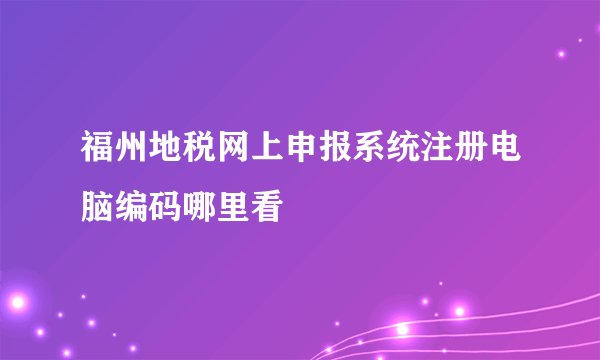 福州地税网上申报系统注册电脑编码哪里看