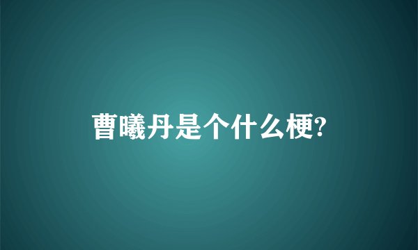 曹曦丹是个什么梗?