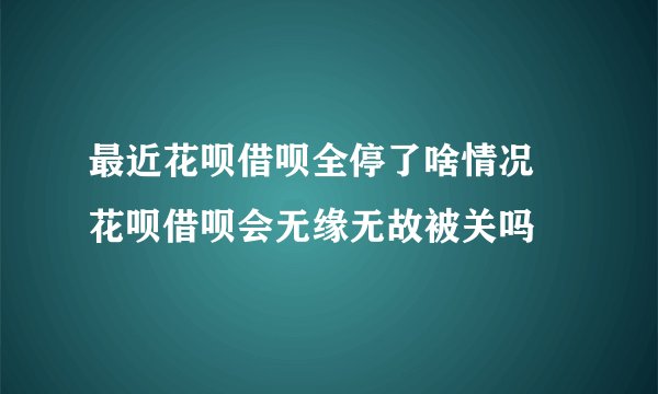 最近花呗借呗全停了啥情况 花呗借呗会无缘无故被关吗