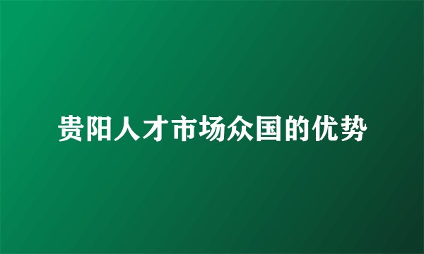 贵阳人才市场众国的优势