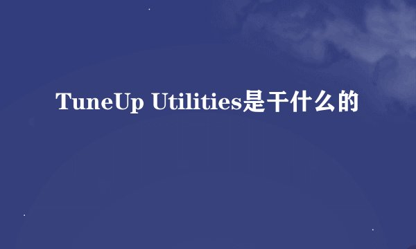 TuneUp Utilities是干什么的