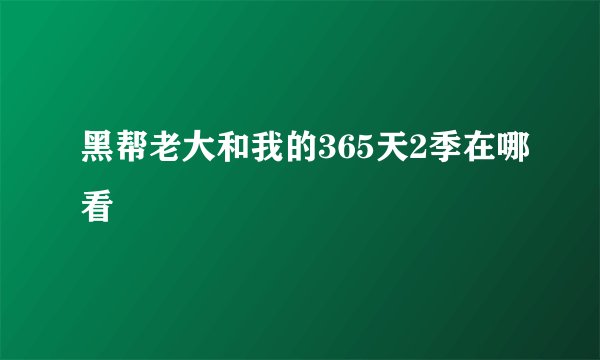 黑帮老大和我的365天2季在哪看
