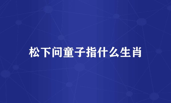 松下问童子指什么生肖