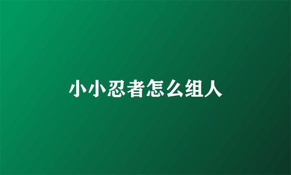 小小忍者怎么组人