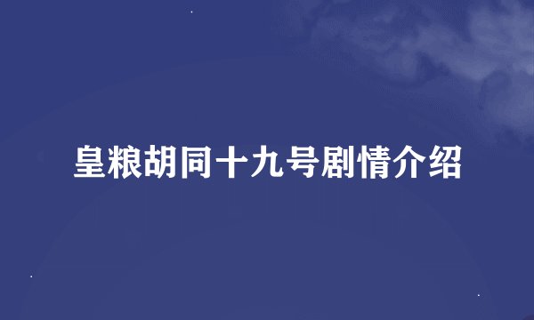 皇粮胡同十九号剧情介绍