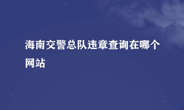 海南交警总队违章查询在哪个网站