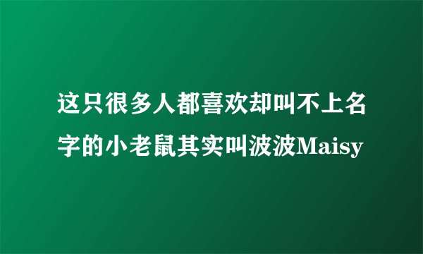 这只很多人都喜欢却叫不上名字的小老鼠其实叫波波Maisy