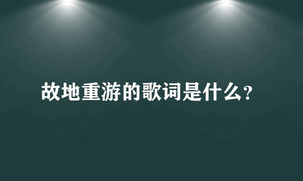 故地重游的歌词是什么？