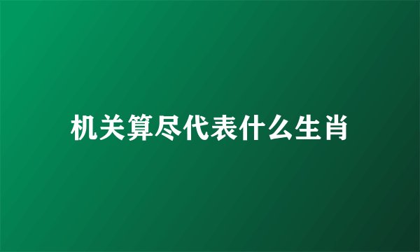 机关算尽代表什么生肖