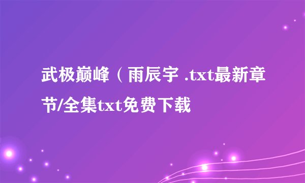 武极巅峰（雨辰宇 .txt最新章节/全集txt免费下载