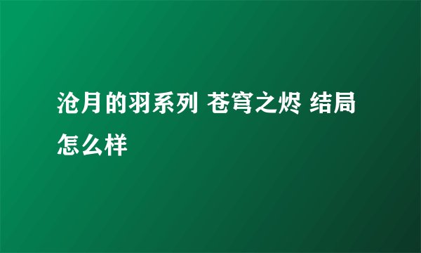 沧月的羽系列 苍穹之烬 结局怎么样