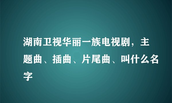 湖南卫视华丽一族电视剧，主题曲、插曲、片尾曲、叫什么名字