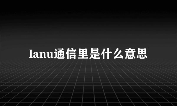 lanu通信里是什么意思