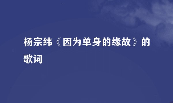 杨宗纬《因为单身的缘故》的歌词