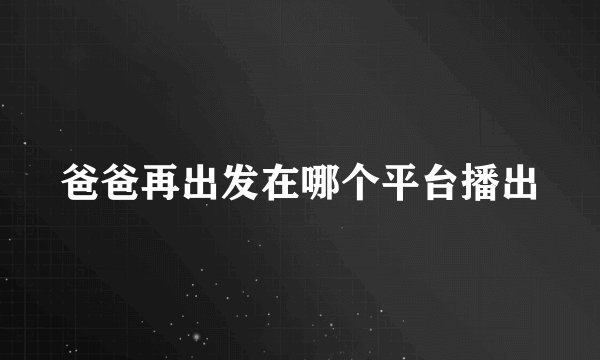 爸爸再出发在哪个平台播出