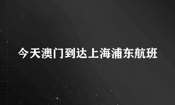 今天澳门到达上海浦东航班